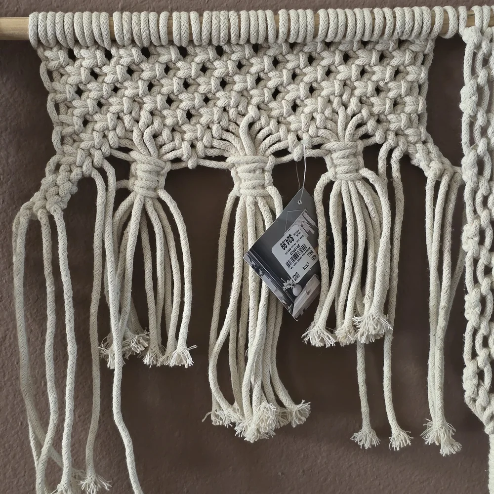 Boho Macrame hanging wall shelf